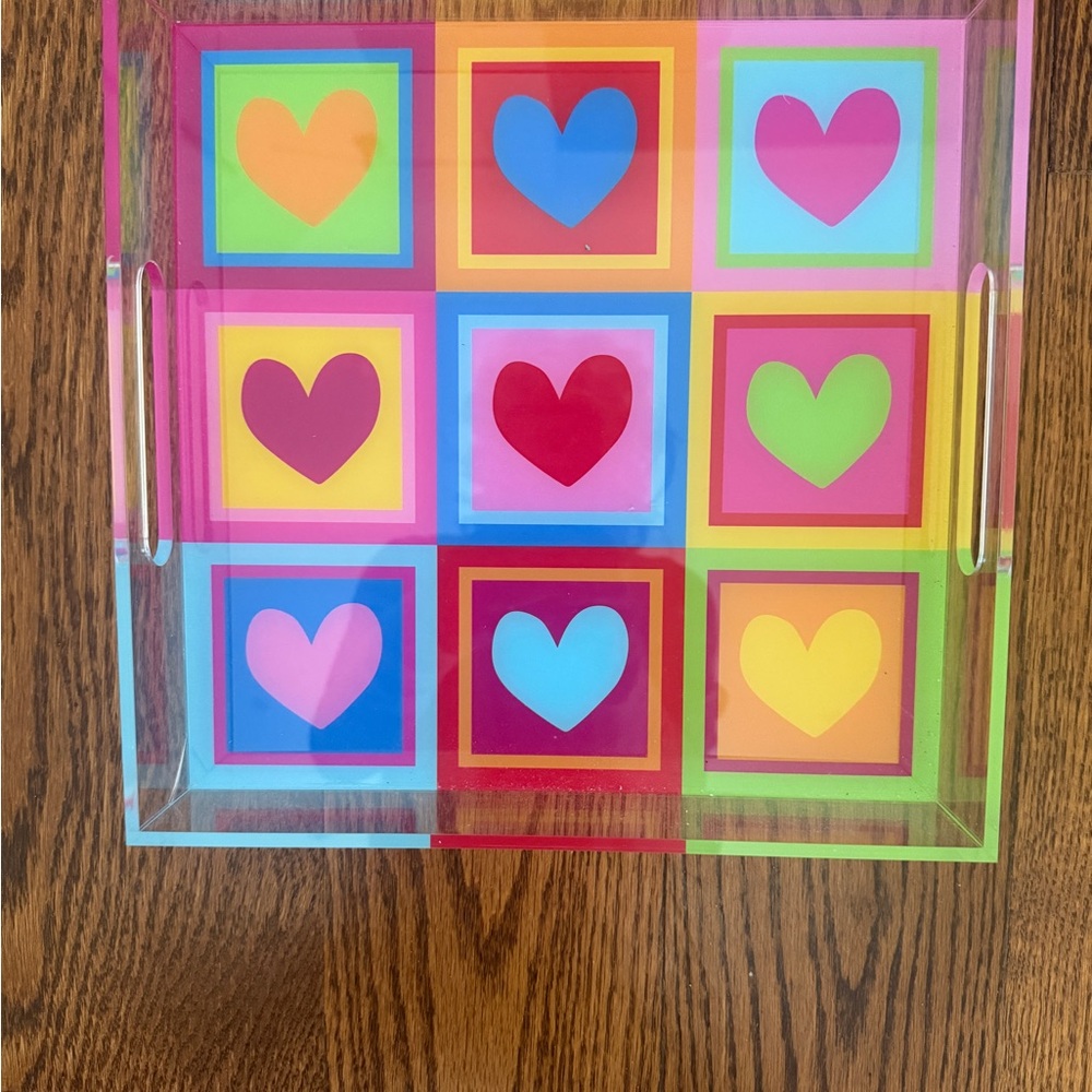 Colorful Heart Acrylic Serving Tray